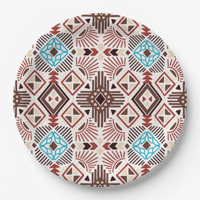 Plato De Papel Patrón nativo americano (Anverso)