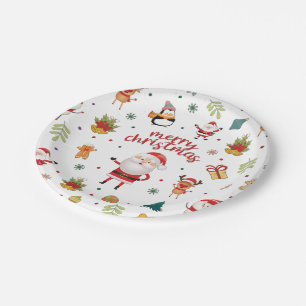 Plato De Papel Patrón navideño