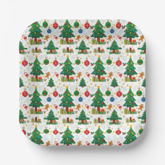 Plato De Papel Patrón navideño adorable sin costuras