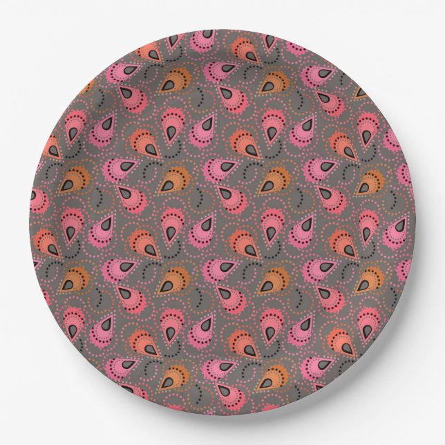 Plato De Papel Patrón Paisley. (Anverso)