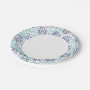 Plato De Papel Patrón Paisley Étnico