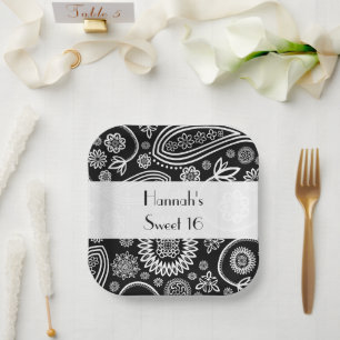 Plato De Papel Patrón Paisley, Paisley persa, Boteh, dulce 16