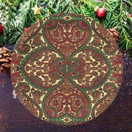 Plato De Papel Patrón paisley victoriano elegante oro verde rojo