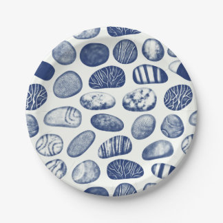 Plato De Papel Patrón Pebble - Efecto cianotitipo
