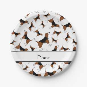 Plato De Papel Patrón personalizado de nombre de perro de remolac