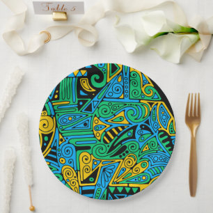 Plato De Papel Patrón Pintado A Mano Y Digitalmente Art. 21