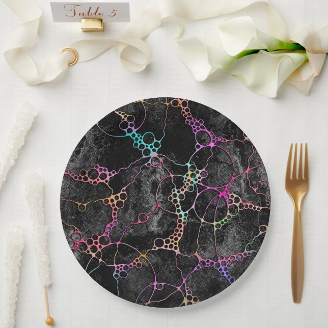 Plato De Papel Patrón Pintado A Mano Y Digitalmente Art. 44 (Boda)