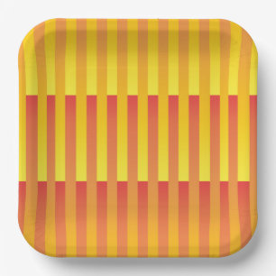 Plato De Papel Patrón rayado amarillo naranja