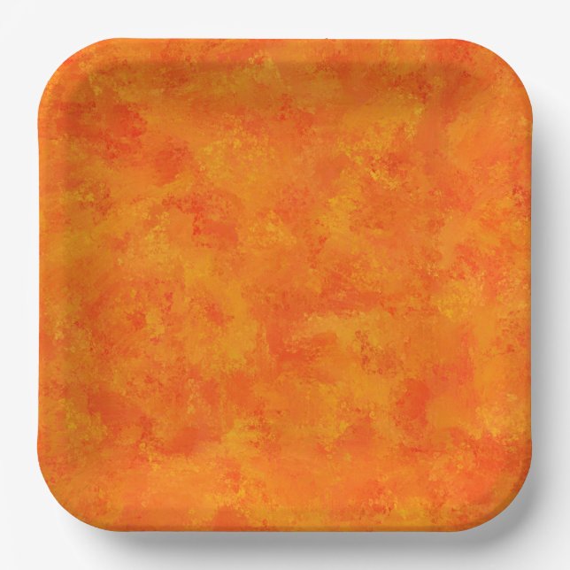 Plato De Papel Patrón resumen naranja (Anverso)