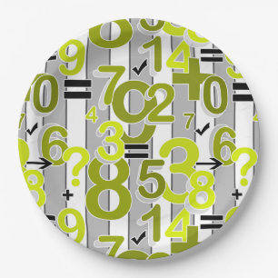 Plato De Papel Patrón retro brillante de aritmética matemática co