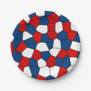 Plato De Papel Patrón rojo, blanco y azul