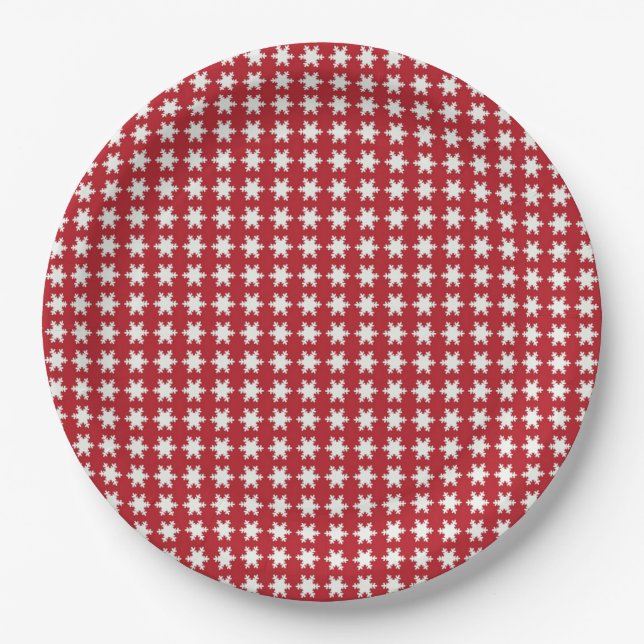 Plato De Papel Patrón Rojo Estrellado con Manchas (Anverso)