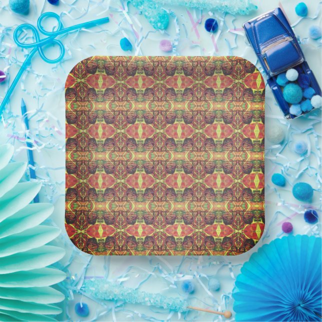 Plato De Papel Patrón rojo y negro (Fiesta)