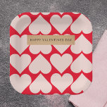 Plato De Papel Patrón Romántico Moderno de Corazón Rojo y Rosa<br><div class="desc">Patrón Romántico Moderno de Corazón Rojo y Rosa</div>
