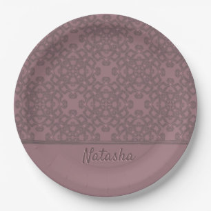 Plato De Papel Patrón Rosa de polvo personalizado
