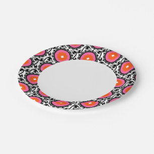 Plato De Papel Patrón rosa Suzani