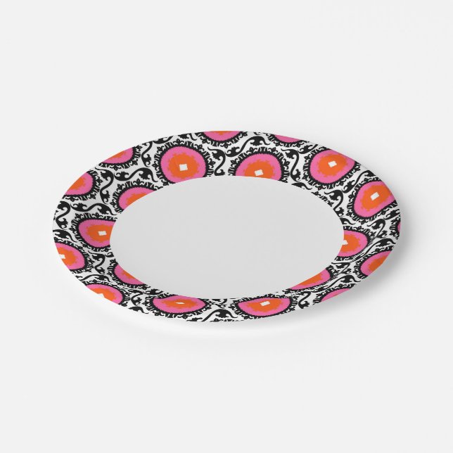 Plato De Papel Patrón rosa Suzani (Angular)