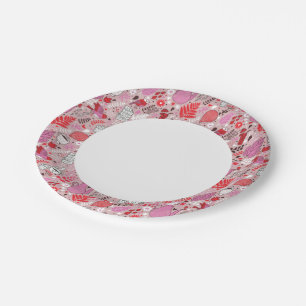 Plato De Papel Patrón sabroso con pájaros y flores