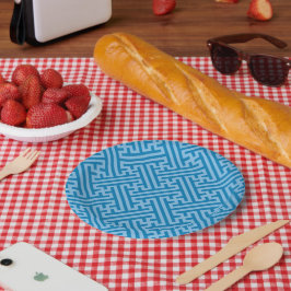 Plato De Papel Patrón Sayagata, japonés, azul y azul bebé