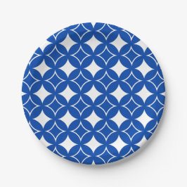 Plato De Papel Patrón shippo azul y blanco
