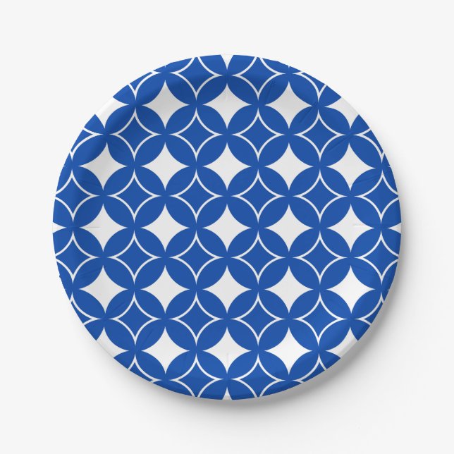 Plato De Papel Patrón shippo azul y blanco (Anverso)