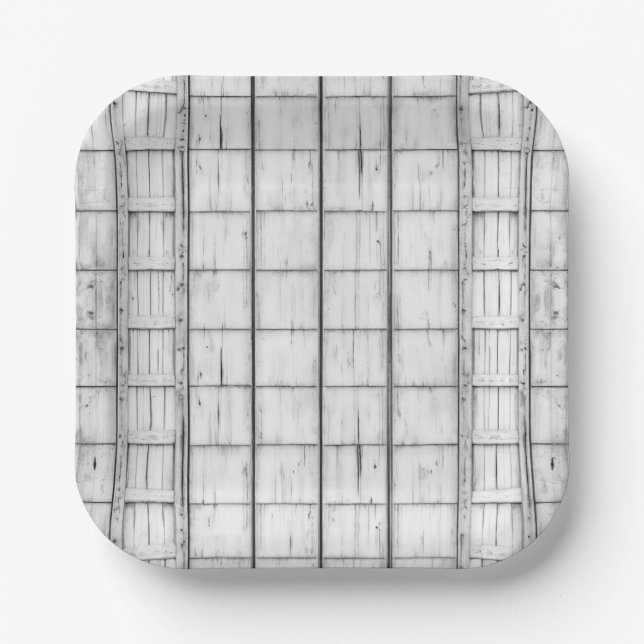 Plato De Papel Patrón simétrico de madera encalada (Anverso)