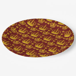 Plato De Papel Patrón sin foco Crowns de King's of Yellow Color P