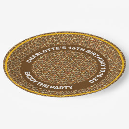 Plato De Papel Patrón Sin Margen De Las Hojas De Otoño, Texto De 