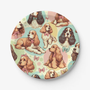 Plato De Papel Patrón sin soldadura de Cute Vintage Cocker Spanie