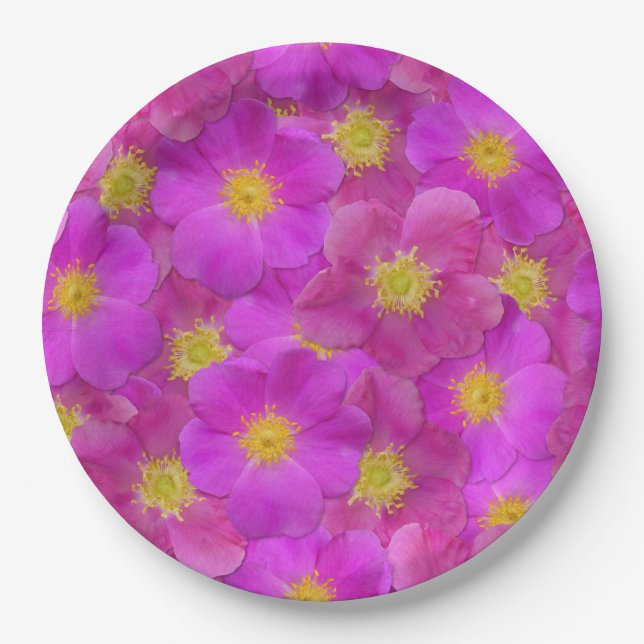 Plato De Papel Patrón sin soldadura de Rosa salvaje (Anverso)