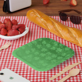 Plato De Papel Patrón sombrío verde del Día de San Patricio