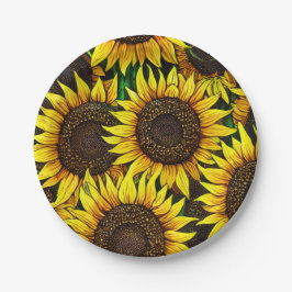 Plato De Papel Patrón Sunflower Grande Sunny