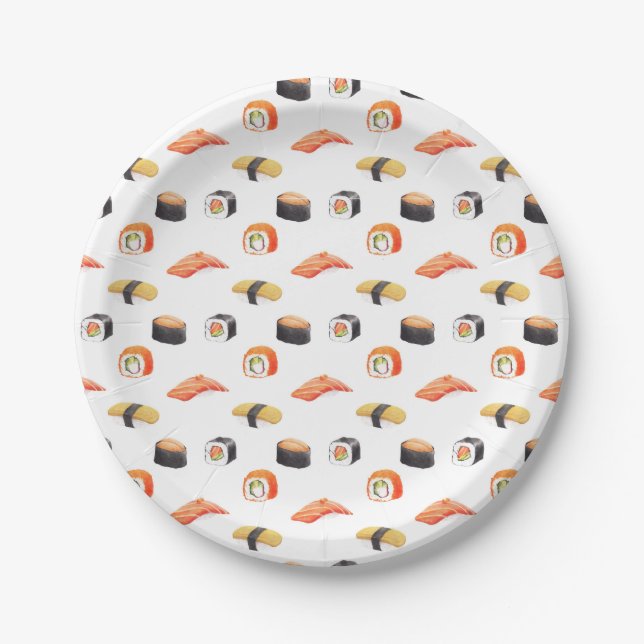 Plato De Papel Patrón sushi japonés de comida (Anverso)