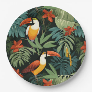 Plato De Papel Patrón Táctico Tropical