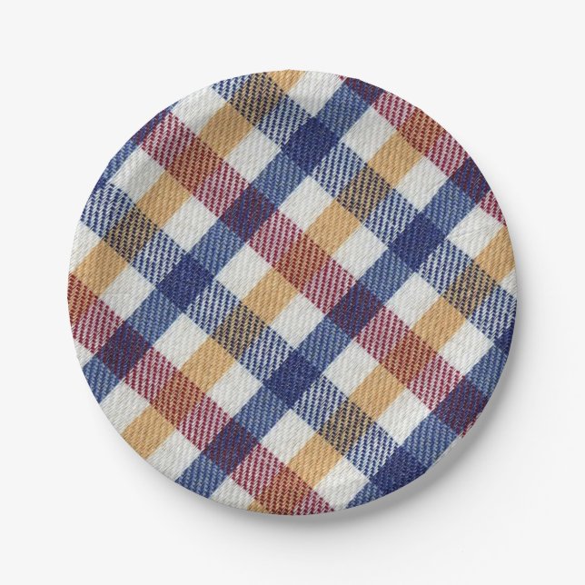 Plato De Papel Patrón Tartán multicolor (Anverso)