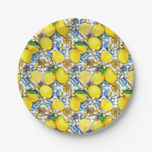 Plato De Papel Patrón tradicional mediterráneo con lemas