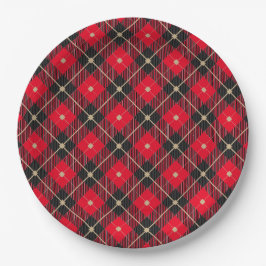Plato De Papel Patrón trendy negro rojo trenzado