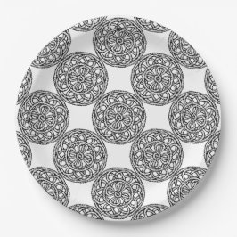 Plato De Papel Patrón trenzado en blanco y negro