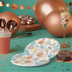 Plato De Papel Patrón tropical de verano dibujado a mano