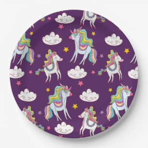 Plato De Papel Patrón Unicorn Funny Magic Horse