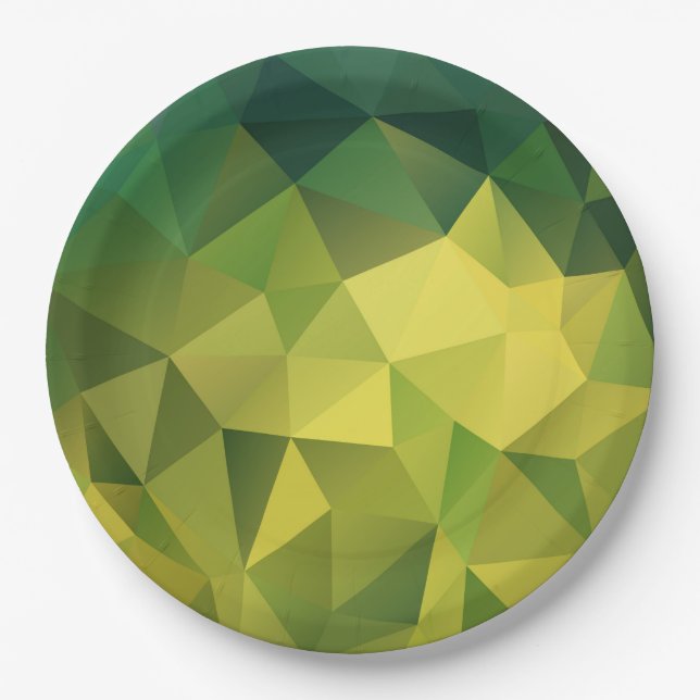 Plato De Papel Patrón verde amarillo (Anverso)