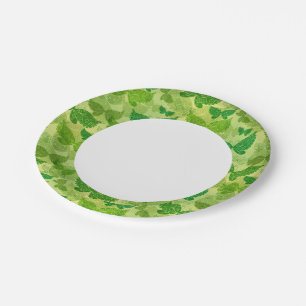 Plato De Papel Patrón verde de primavera