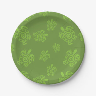 Plato De Papel Patrón verde de tortuga rápida
