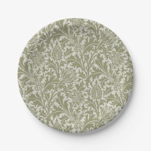 Plato De Papel Patrón verde William Morris Thistle Sage