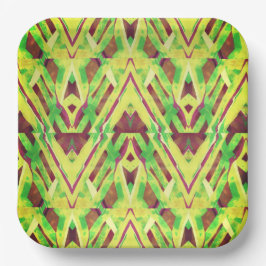 Plato De Papel Patrón verde y marrón