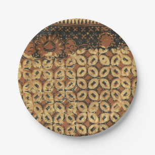 Plato De Papel Patrón vintage de batik indonesio Kawung rústico