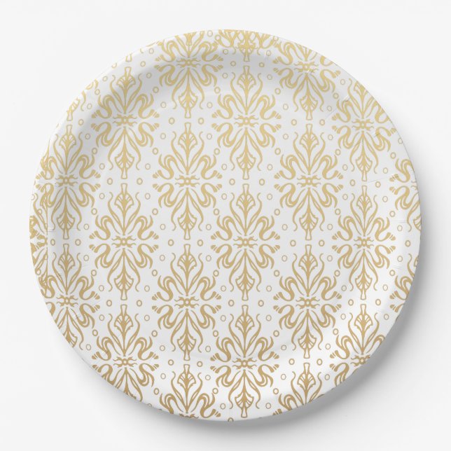 Plato De Papel Patrón Vintage de lujo (Anverso)