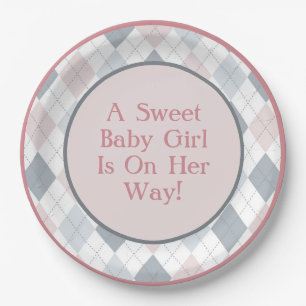 Plato De Papel Patronato De Argel Blanco Gris Rosa