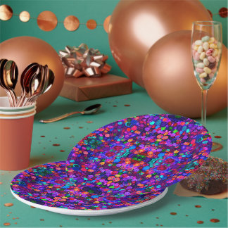 Plato De Papel Patrones de cosmos en espiral coloridos y lindos