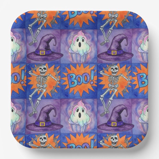 Plato De Papel Patrones de Halloween, de Natasha Us (Anverso)